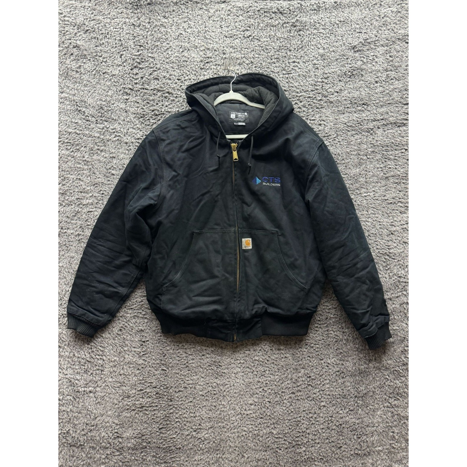 Carhartt Loose Fit Full Zip Hooded Jacket Black Mens Size L